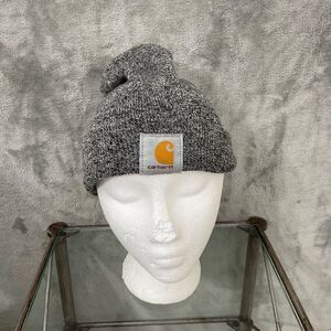 Carhartt Men Hat One Size Gray Knit Cuffed Beanie Logo Patch Acrylic Adult